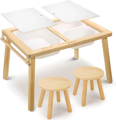wingyz Juego de mesa y silla sensoriales, mesa 3 en 1 para niños, para jugar, estudio, arte, comedor, almacenamiento de juguetes, mesas de