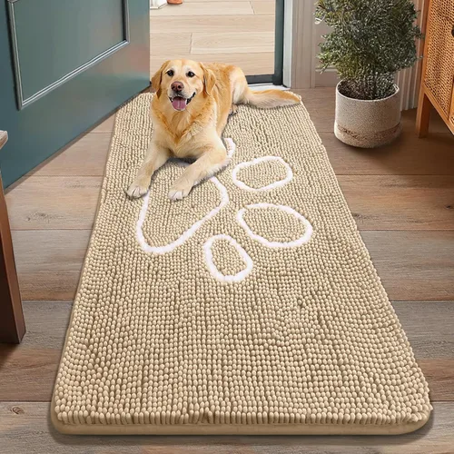 Vista 196 de Smiry Tapete para puerta de perro para patas fangosas, absorbente que atrapa la suciedad, antideslizante, de secado rápido, lavable, tapete