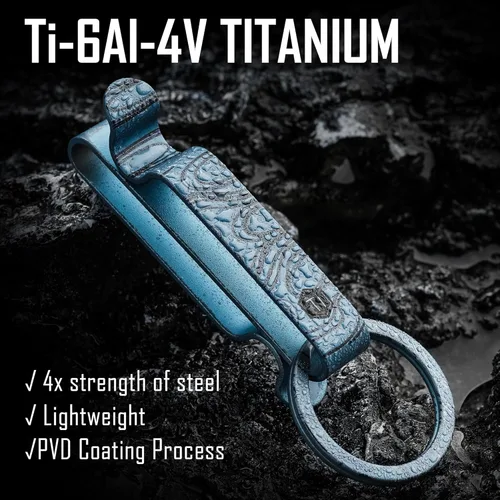 Vista 7 de KeyUnity KM00 Titanio Cinturón Loop Llavero Clip Doble Lado De Liberación Rápida Titular Con Llavero Desmontable