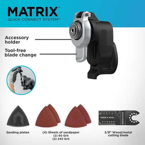 Vista 2 de BLACK+DECKER Accesorio de herramienta oscilante de matriz con bolsa de herramientas con cremallera de boca ancha de 16 pulgadas