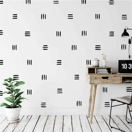 Vista 2 de 120 piezas de adhesivos de pared de línea moderna Boho para guardería, niños, sala de estar, decoración escandinava para el hogar, adhesivos murales