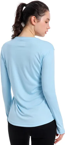 Vista 4 de Camisetas de protección solar UV UPF 50+ para mujer, camisas de rendimiento al aire libre de manga larga tipo rash guard para senderismo, natación