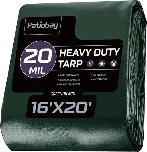 Vista 15 de Lona grande de 8x10 pies, 16 mil de alta resistencia impermeable con ojales cada 23.6", plástico grueso de 420D, resistente a los rayos UV, a