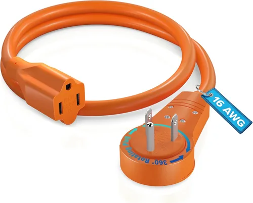 Vista 25 de Maximm Cable de extensión de enchufe plano giratorio de 360° de 0.5 pies, cable de alimentación de 3 clavijas, cable de alimentación de 16 Awg
