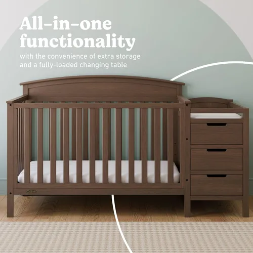 Vista 124 de Graco Benton 5 en 1 Cuna Convertible (Gris) – Certificado GREENGUARD Gold, se convierte de cuna para bebé a cama infantil, diván y cama