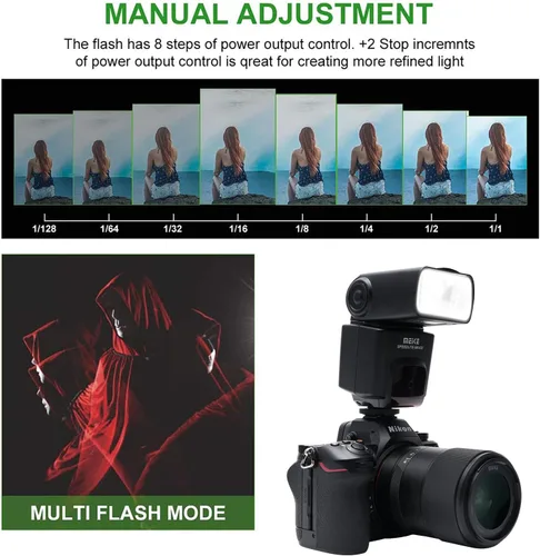 Vista 7 de Meike MK430N TTL Flash de cámara Speedlite con pantalla LCD compatible con cámaras Nikon D7100 D5300 D5200 D3500 D3100 D600 D800 D3200 D90 D80 D300