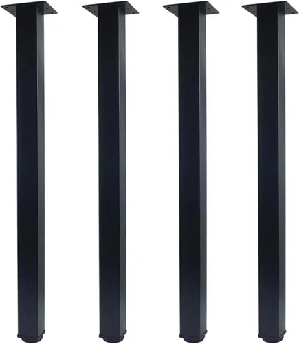 Vista 15 de QLLY Patas de metal ajustables de 4 pulgadas, patas cuadradas para muebles de mesa de oficina, juego de 4 (negro)