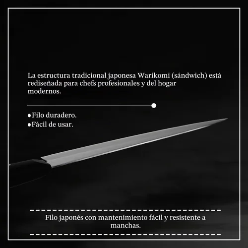 Vista 6 de Gyuto - Cuchillo de chef japonés de acero inoxidable con refuerzo, 7 pulgadas (7.087 in) apto para lavavajillas sin refuerzo
