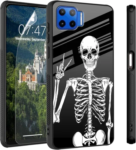 Vista 72 de Funda para Motorola Moto Edge 2022, cubierta trasera de vidrio templado con protector de pantalla, funda protectora a prueba de golpes para Motorola