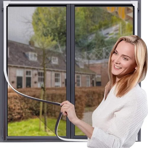 Vista 13 de Pantalla magnética de malla ajustable para ventana, pantalla de red de repuesto máxima de 23 x 35 pulgadas, pantallas de ventana de malla de fibra