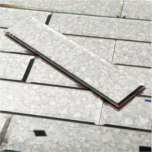 Vista 15 de Lovdeco Azulejo de mosaico de cristal de espejo biselado de 3 pulgadas para despegar y pegar, azulejos de mosaico de cristal plateado para cocina