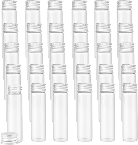 Paquete de 30 botellas selladas de vidrio de 0.7 fl oz (0.7 fl oz), envases vacíos de muestra, frascos pequeños, botella de deseos con tapa de