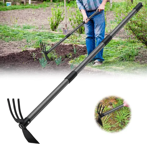 Azada y Cultivador - Mango Largo de 45" - Azada de Jardín de Servicio Pesado, Azada de Pie, Herramientas de Jardín Duraderas, Azada de Cultivador