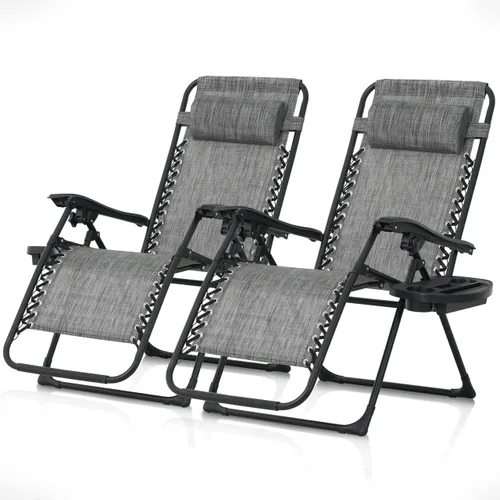 Vista 13 de CAPHAUS Silla reclinable beige Zero Gravity para exteriores, reclinable de gravedad cero, silla antigravedad para interiores y exteriores, silla