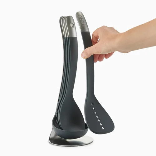 Vista 2 de Joseph Joseph Juego de utensilios de cocina encajables compactos de 5 piezas con soporte magnético, organización, apto para lavavajillas