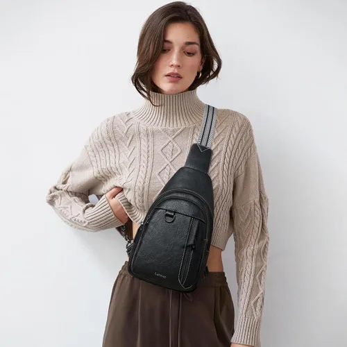 Vista 2 de LATMAP Sling Bag for Women Men Leather Small Sling Backpack Daypack Anti Theft Fanny Pack Crossbody Purse Travel