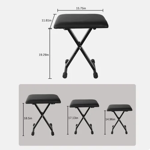 Vista 2 de AODSK Banco para teclado estilo X con cojín acolchado, banco de piano ajustable, taburete plegable con asiento, algodón ignífugo, diseño