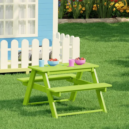 Vista 2 de WestinTrends Malibu Outdoor Patio HDPE Mesa de picnic para niños, color Lima