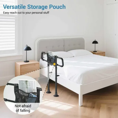 Vista 6 de Rieles de cama para la seguridad de adultos mayores – Riel de asistencia de noche ajustable mejorado y cumple con ASTM, luz nocturna con sensor
