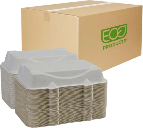 Vista 13 de Eco-Products - Recipientes de sándwich compostables Vanguard de 6 pulgadas, caja de 500 unidades, caja de hamburguesas de alimentos para llevar