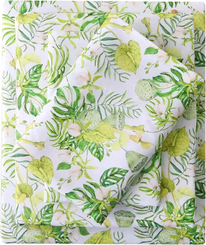 Vista 13 de Viviland - Juego de sábanas floral individual, 3 piezas, diseño bohemio azul con patrón de flores y estampado turco de cachemira, de microfibra