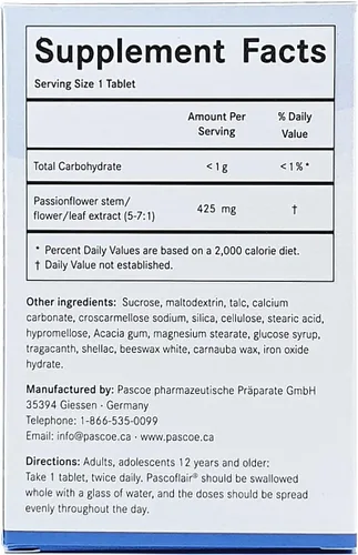 Vista 2 de Pascoflair - Ayuda a base de hierbas para dormir para ayudar a aliviar la inquietud y el nerviosismo, calma la mente para ayudar a mantener un sueño