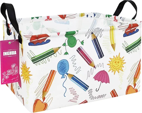 Vista 29 de Cesta de almacenamiento rectangular de tela con organizador de tela para juguetes, libros, ropa, regalos, mascotas - Perfecta para el hogar