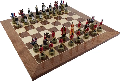 Pintado a mano Napoleón y el Duque de Wellington Chessmen & Tablero de ajedrez de la Avenida Columbus de España