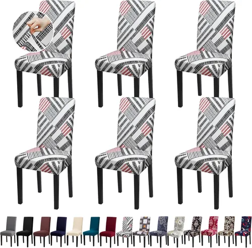 Vista 54 de Fundas para Sillas, Juego de 4 Fundas Elásticas para Sillas de Cocina y Comedor, Fundas Lavables y Extraíbles para Sillas de Comedor para Hogar
