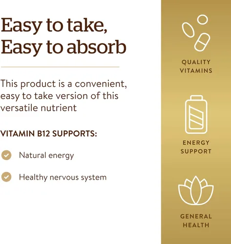 Vista 5 de Solgar Metilcobalamina 1000 mcg, 60 pepitas - Apoya el metabolismo energético - Forma activa de vitamina B12 lista para el cuerpo - Vitamina B - Sin