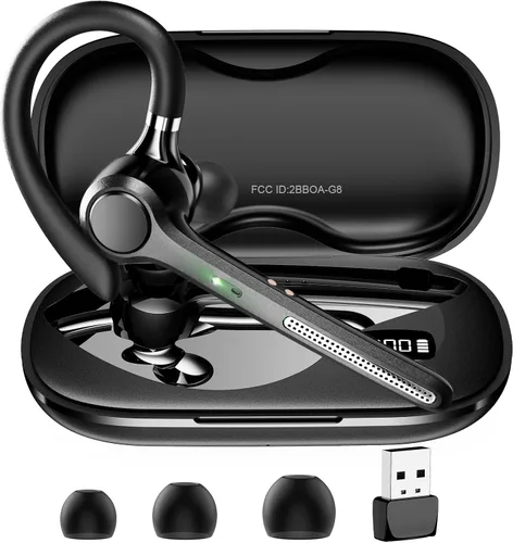 Ngsod Auriculares Bluetooth V5.4, auricular Bluetooth con funda de carga de 500 mAh, auriculares inalámbricos de tiempo de conversación de 50 horas