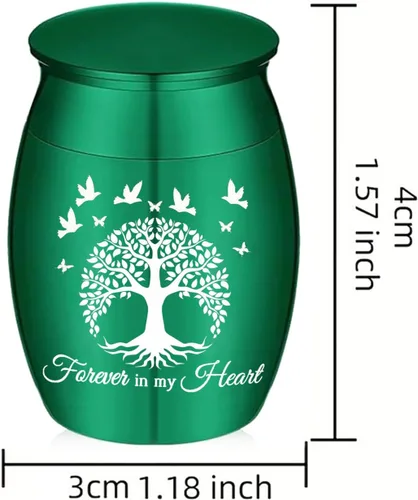 Vista 2 de Small Keepsake Urn for Human Ashes Tree of Life Cremation Urns Mini Set of 7 Urns Perfect Stainless Steel Memorial Ashes Holder Small Funeral Ash