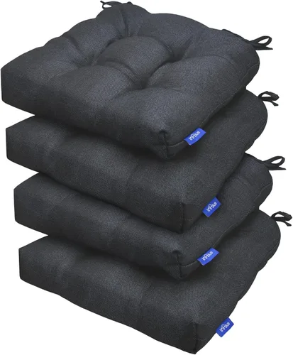 Vista 71 de Cojines de mimbre copetudos de 3 piezas para muebles de patio, cojines de mimbre para sillas de exterior con lazos, cojines de mimbre repelentes al