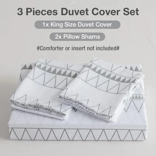 Vista 4 de Lekesky Juego de funda de edredón de 3 piezas de microfibra lavada ultra suave y transpirable, con lazos de cremallera y lazos, tamaño King