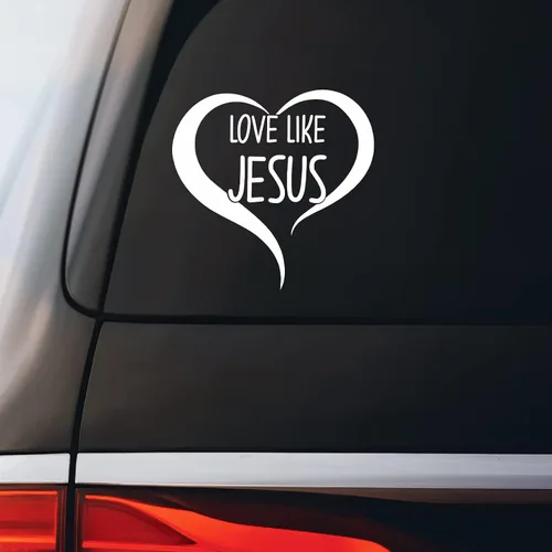 Calcomanía con texto en inglés "Love Like Jesus" para computadora portátil de 5.5 x 5.25 pulgadas (blanco)