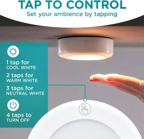 Vista 4 de Brilliant Evolution - Luz LED inalámbrica de disco Funciona con control remoto Para debajo de gabinetes, luz de armario Alimentada por batería