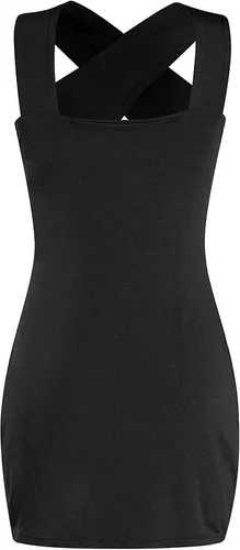 Vista 3 de LYANER Vestido corto sin mangas para mujer con corte halter y sexy para fiesta