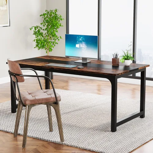 Vista 136 de Tribesigns - Escritorio moderno para computadora, 70.8 x 35.4 pulgadas, escritorio ejecutivo grande de oficina, mesa de estudio, estación de trabajo