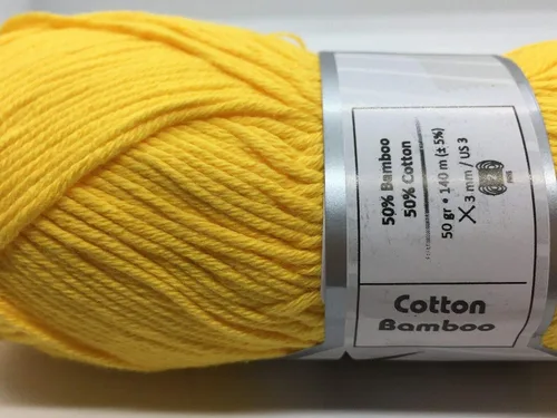 Vista 2 de Hilo de bambú de algodón amarillo, 1.76 oz, 153 yardas, peso #2 (deportivo, fino) - #41444