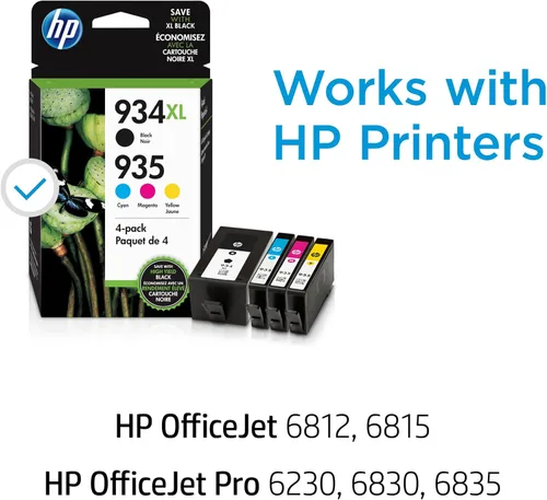 Vista 2 de HP Cartuchos de tinta originales 935 cian, magenta, amarillo/934XL negro (paquete de 4) Funciona OfficeJet 6810; OfficeJet Pro 6230, serie 6830
