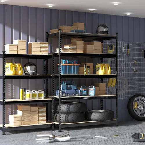 Vista 2 de PrimeZone Estantes de Almacenamiento para Garaje de Servicio Pesado Ajustables de 5 Niveles - 47" An x 18" Pr x 71" Al, Unidad de Estante de Rack