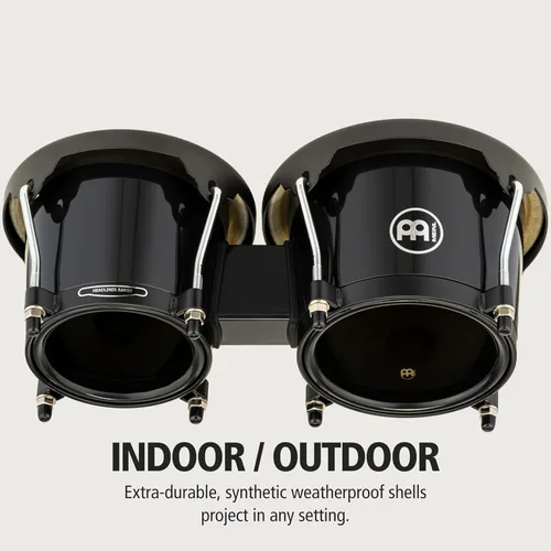 Vista 2 de Meinl Percussion HB100SNT-M bongós de madera natural de 6 3/4 y 8 pulgadas, Negro