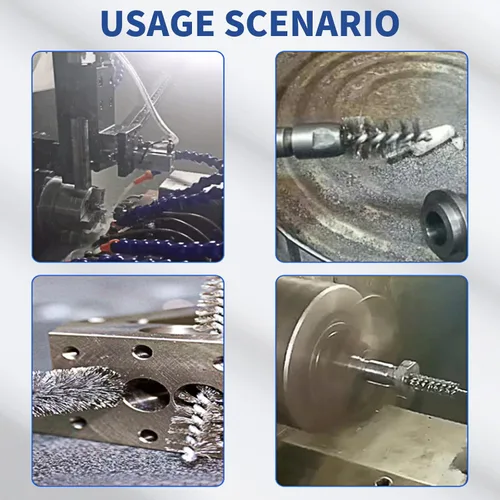 Vista 7 de 6 piezas cepillos de calibre de acero inoxidable en diferentes tamaños, cepillo de limpieza de alambre trenzado con mango, vástago hexagonal de 1/4