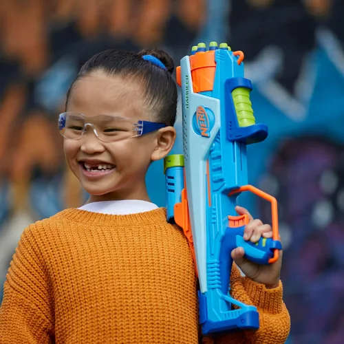 Vista 5 de Elite Junior Rookie Pack, lanzador de espuma de juguete fácil de jugar, 32 dardos Nerf Elite, 4 objetivos, Nerf Blasters para juegos al aire libre