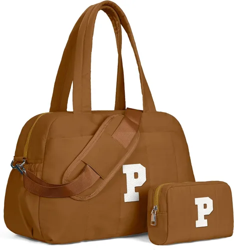 Vista 149 de Bolsa de lona Vogewood, bolsas personalizadas de fin de semana para mujer, bolsas de viaje con estuche de maquillaje, regalos de cumpleaños, Beige