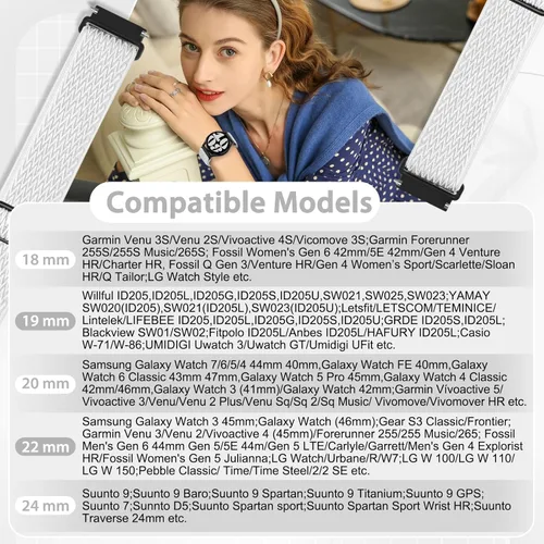 Vista 2 de Correa de reloj de liberación rápida - Elección de ancho - Correas de reloj de 18 mm, 19 mm, 20 mm, 22 mm, 24 mm, correas de nylon elásticas