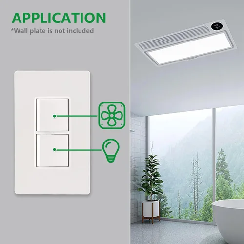 Vista 7 de Wengart Interruptor Decorativo de Combinación Basculante Dúplex, 120VCA 15Amp, Terminal de Tierra, Grado Residencial/Comercial, 2 Interruptores