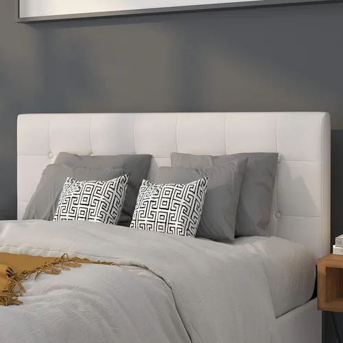 Vista 16 de Flash Furniture Bedford - Cabecero de cama doble tapizado con ribete de uñas en tela beige