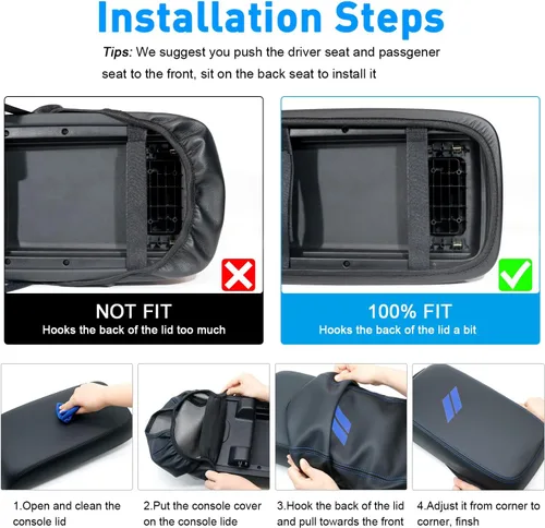 Vista 5 de Funda de consola central para Dodge Charger Accesorios 2011-2021 2022 2023 para Chrysler 300 2015-2022 Funda de cuero para reposabrazos de consola