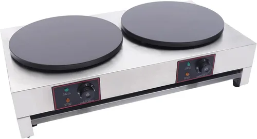 Vista 7 de Máquina eléctrica para hacer crepes de 3400 W, máquina comercial para hacer panqueques, plancha de 2 quemadores con control de temperatura, estufa